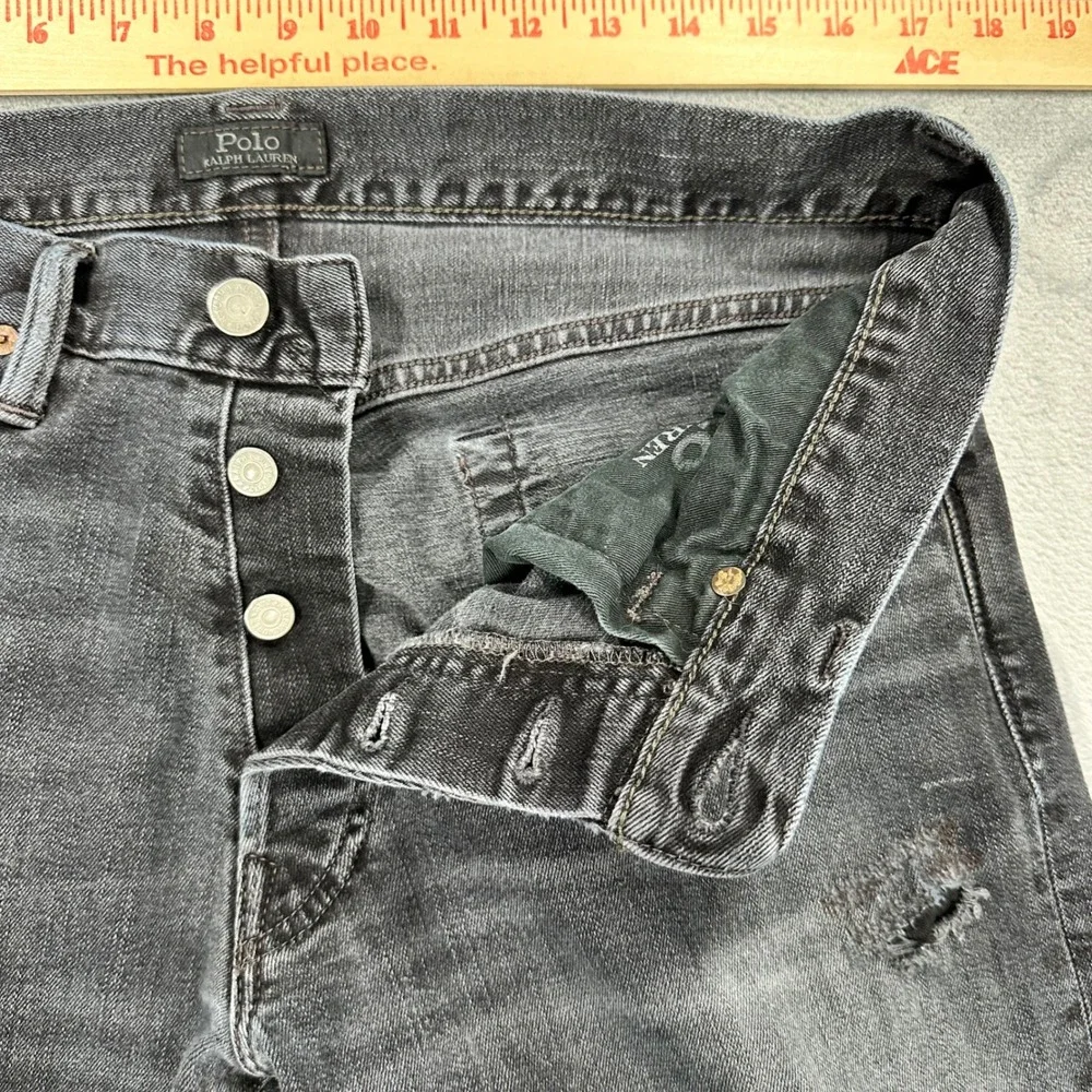 Polo Ralph Lauren Sullivan Slim Jeans 32x30 Faded Black Distressed Stretch Denim
